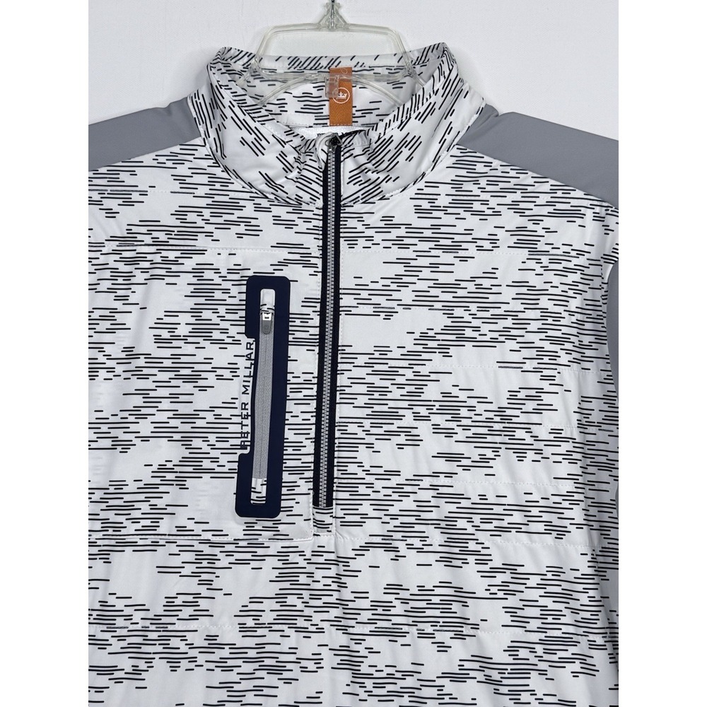 Peter Millar Weld Elite Hybrid 1/2 Zip White Gale Gray Pullover Jacket Large - Picture 3 of 12